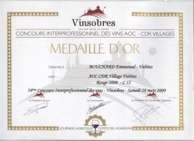 médaille d'or Vinsobres 2008